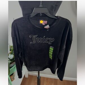 Gorgeous Juicy couture Classic Velour Crewneck Black Large New With Tags